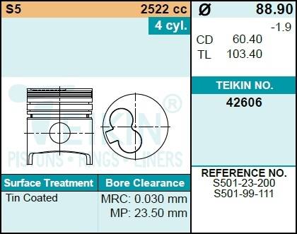 Поршень двигателя TEIKIN 42606 0.50 (4шт/упак)