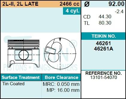 Поршень двигателя TEIKIN 46261A STD (4шт/упак)