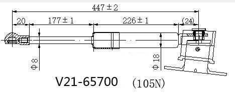 Амортизатор стекла багажника JETT  V21-65700 левый