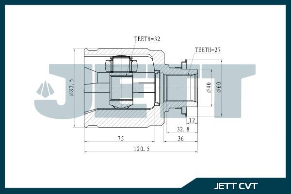 ШРУС внутренний  JETT V40-3013