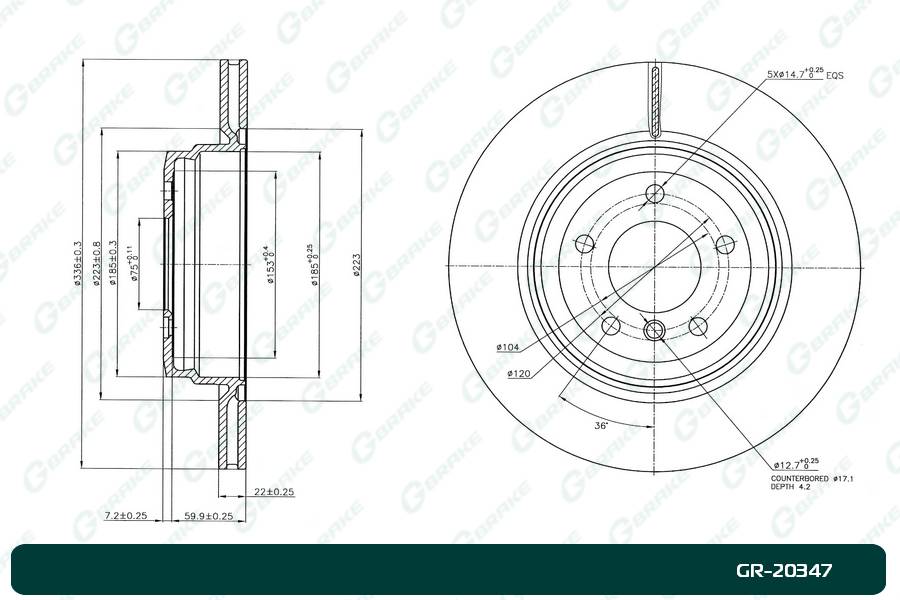 Диск тормозной G-brake  GR-20347