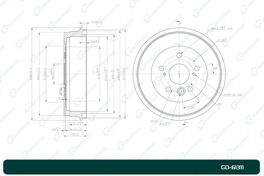 Барабан тормозной G-brake  GD-61311