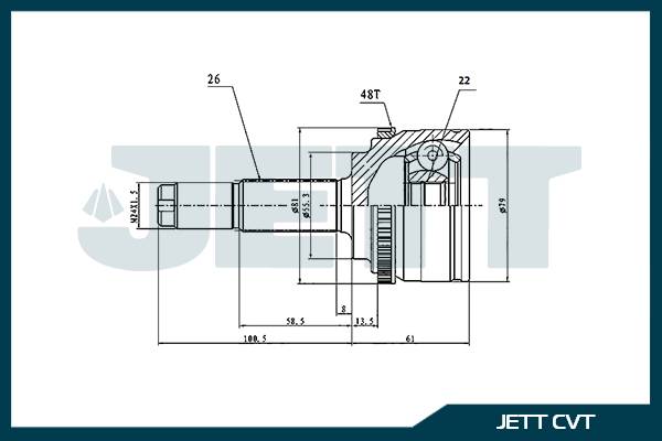 ШРУС внешний  JETT V42-4118 ABS (22 шлица)