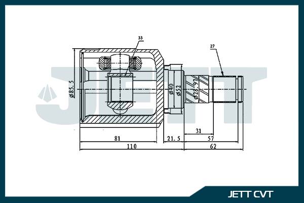 ШРУС внутренний  JETT V40-1252