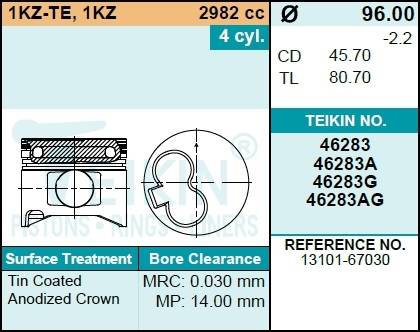 Поршень двигателя TEIKIN 46283 0.50 (4шт/упак)