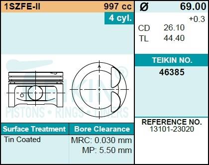 Поршень двигателя TEIKIN 46385 0.50 (4шт/упак)