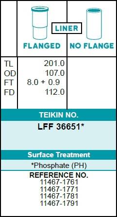 Гильза блока цилиндров TEIKIN LFF36651 (6шт/упак) хонингованная
