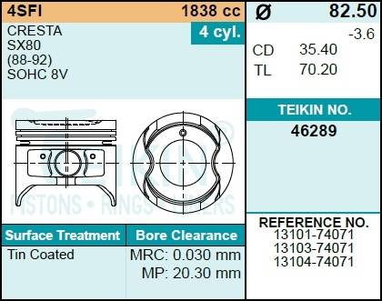 Поршень двигателя TEIKIN 46289 0.50 (4шт/упак)